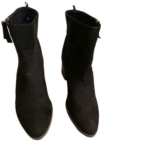 Old Navy Faux Suede Black Ankle Booties Size 7 - Picture 3 of 6